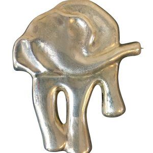 Vintage SILVER  925Hollow Modernist Signed ZINA Elephant Brooch Pin